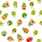 Cute seamless pattern with cartoon emoji fruits