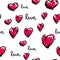 Cute seamless pattern. Color romantic background. Illustration with lips. Valentines day theme.