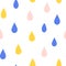 Cute seamless pattern with colored raindrops.