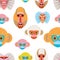 Cute seamless pattern with colorful cartoon monkeys