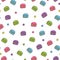 Cute seamless pattern with colorful macaron cookies  and circles.Sweet hand drawn print