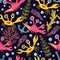 Cute seamless pattern with crabs.Cartoon doodle print with happy sea creatures.