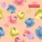 Cute seamless pattern of decorative multicolored cups and sweets