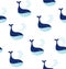 Cute seamless pattern with decorative whales.