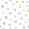 Cute seamless pattern with double circles drawn by hand. Doodle, sketch. White, blue, green, purple colors.