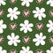 Cute seamless pattern with flowers and hearts. Floral print.