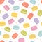 Cute seamless pattern with french macaroons. Hand drawn background with sweet delicious desserts. Fresh bakery