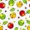 Cute seamless pattern with funny bugs and leaves