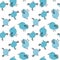 Cute seamless pattern with funny doodle birds