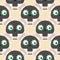 Cute seamless pattern with funny skulls and flowers