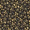 Cute seamless pattern from gold repeating hearts on black background.