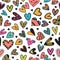 Cute seamless pattern with hand drawn hearts. Cute doodle elements. Background for wedding or Valentine`s Day design