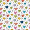 Cute seamless pattern with hand drawn hearts. Design elements for Valentines and wedding day. Heart icons. Romantic background