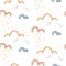 Cute seamless pattern with hand drawn rainy clouds. Design texture for kids. Childish illustration.