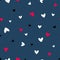 Cute seamless pattern with hearts. Navy deep blue.