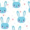 Cute seamless pattern for little boys with funny bunny. Smile characters