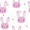 Cute seamless pattern for little girls with funny bunny. Smile characters