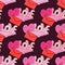 Cute seamless pattern with love letters envelopes. Background hearts design for Valentines day. Lovely pattern print