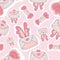 Cute seamless pattern with love letters envelopes with wings.