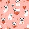 Cute seamless pattern with a lovely puppy