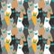 Cute seamless pattern with many cats wearing medical masks