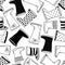 Cute seamless pattern with monochrome hand drawn rubber boots