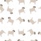 Cute seamless pattern of mops. Dog puppy In different positions Vector.