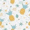 Cute Seamless Pattern with pears and dotted background. hand Drawn Delicate Design. Scandinavian Style. For cards, templates, gift