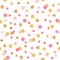 Cute seamless pattern with pink and golden circles and stars