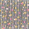 Cute seamless pattern with pink and golden circles and stars, black and white stripes