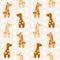 Cute seamless pattern with polka dot background and cartoon giraffes