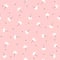 Cute seamless pattern with scattered flowers and dots. Simple girly print.