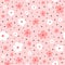 Cute seamless pattern with scattered flowers and small dots.