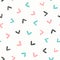 Cute seamless pattern with scattered hearts. Simple romantic print.