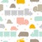 Cute seamless pattern with transport. Hand drawn cars. Cartoon background for children. Nursery style for kids
