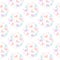 Cute seamless pattern with unicorns, flowers, clouds, stars, hearts and sweets.