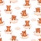 Cute seamless pattern with valentine Amur tiger