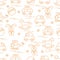 Cute seamless pattern with variety of children\'s toys: rocking h