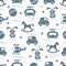 Cute seamless pattern with variety of children\'s toys: rocking h