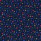 Cute seamless spring summer tiny flowers vector pattern on dark blue background.