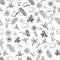 Cute seamless vector pattern background with hand drawn spring elements.