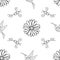 Cute seamless vector pattern background with hand drawn spring elements.