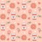 Cute seamless vector pattern background illustration with coffee, donuts, candy cane, stars, snowflakes, lollipop and hearts