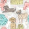 Cute seamless vector pattern with dogs