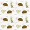 Cute seamless vector pattern with kawaii turtle character in flat style