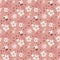 Cute seamless vintage pattern with white flowers shapes and pink background. Pastel tones artwork