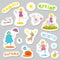 Cute Seasonal Sticker set with cartoon characters and elements