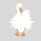 Cute Sebastopol goose. Cartoon vector illustration isolated on grey background.