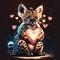 Cute Serval hugging heart Cute cheetah with heart. Valentine\'s day card. AI Generated