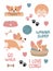 Cute set of corgi stickers vector cartoon illustration